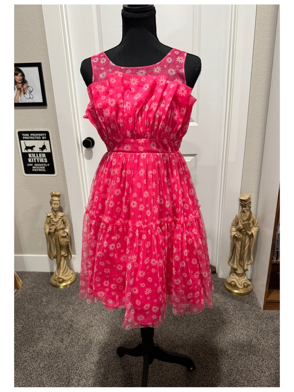 Bonnie Jean Hot Pink Floral Tiered Tulle Dress Dillards